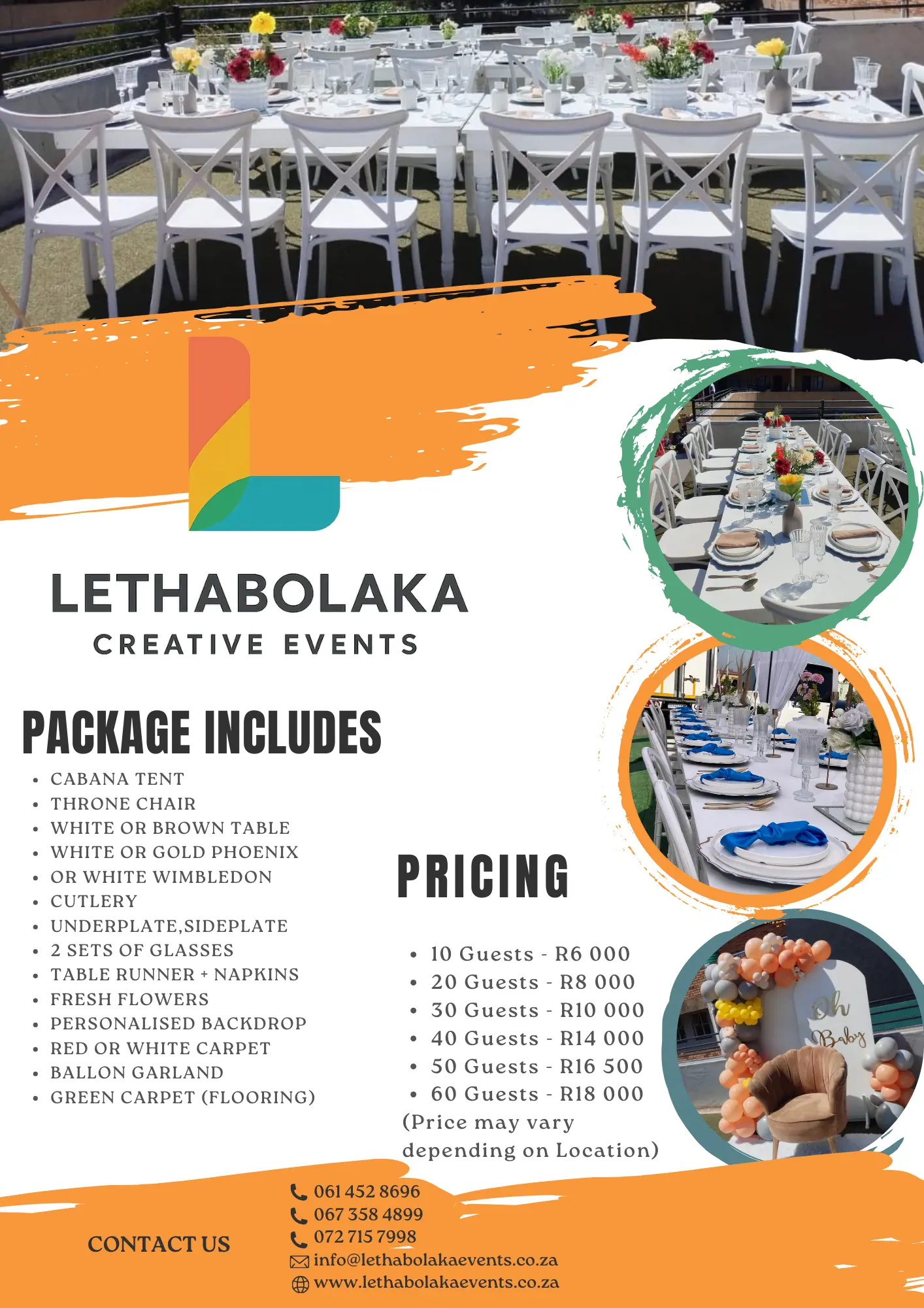 Lethabolaka Creative Events - Premium baby shower, bridal shower, and birthday party decor showcase in South Africa